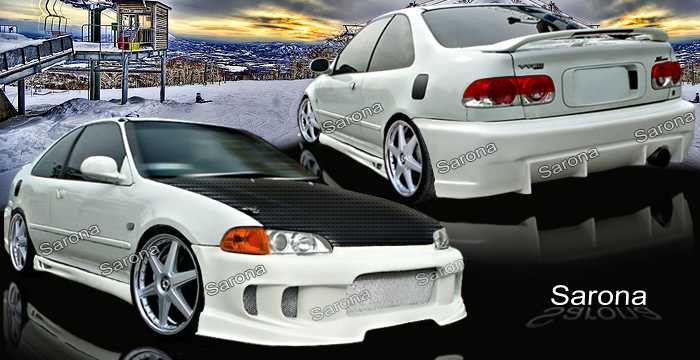 Custom Honda Civic  Coupe Body Kit (1992 - 1995) - $990.00 (Manufacturer Sarona, Part #HD-049-KT)
